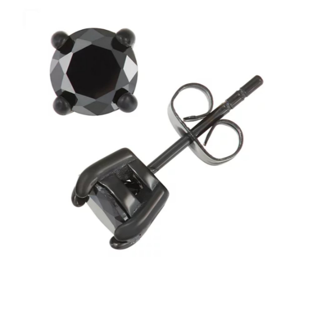 Sterling Silver Black Stud Earrings 3mm Pushc Back For Women Men Dainty Earrings